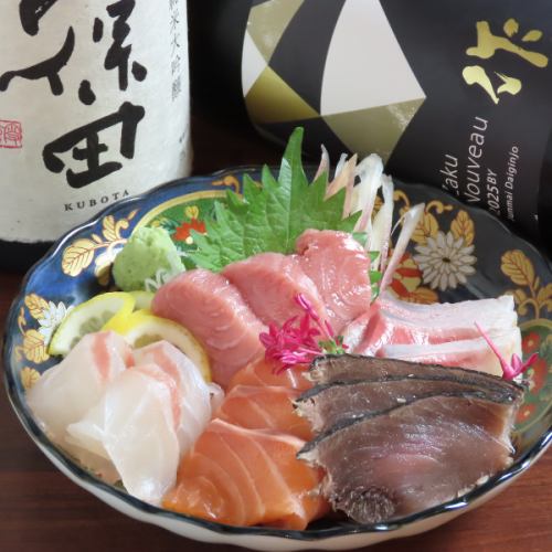 刺身五点盛り(各二切れずつ)