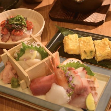 [Others can be ordered on the day!] Course with sashimi and two appetizers for 1,500 yen