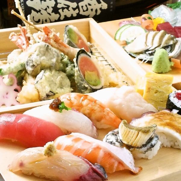 提供時令食材...120分鐘無限暢飲＆生魚片拼盤 天神推薦套餐 6,000日元