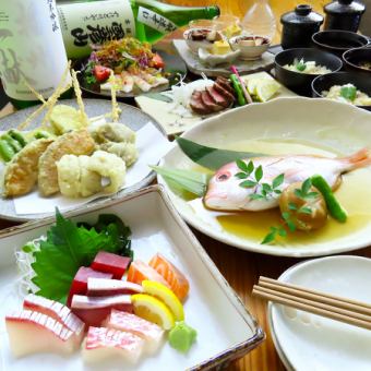 【含120分钟无限畅饮】金枪鱼刺身、烤黑毛和牛翅等9道菜品7,500日元（含税）