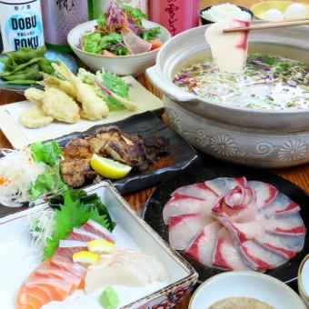 [120 minutes of all-you-can-drink included] Made with Oita-grown kabosu! Yellowtail shabu-shabu course with 8 dishes, 6,000 yen (tax included)