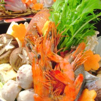 [120 minutes all-you-can-drink included] Choice of hot pot & sashimi course 4,400 yen (tax included)