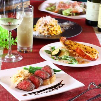 《DX Course》 Premium Kuroge Wagyu beef fillet, grilled lobster, and more... Premium all-you-can-drink included