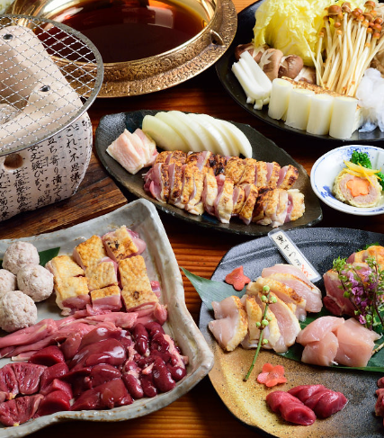Mizutaki special course.You can also enjoy local chicken sashimi and grilled dishes (7 dishes in total)