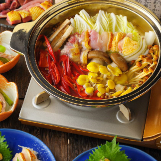 초여름의 향기 실산초.여름 한정 [산초 냄비 (마늘 냄비) 코스 7000 엔]