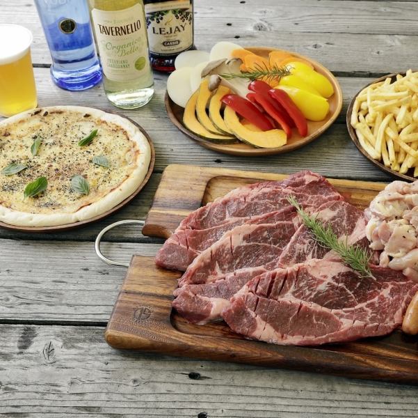 [Various banquets with all-you-can-drink] No. 1 most popular item in our restaurant; Satisfying content♪ Beef, chicken, and pizza; JUNGLE BBQ course 5,500 yen included