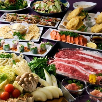 【国产牛肉寿喜烧】包含生牛肉♪ <10道菜> 5,000日元（含税） 豪华套餐