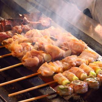 An exquisite yakitori with the aroma of charcoal fire