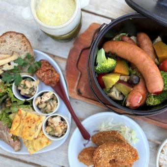 【2時間飲み放題付き!】越の黄金豚フランクと冬野菜のチーズフォンデュコース