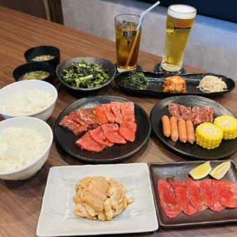 ◇2時間飲み放題付◇牛タン、カルビ・ロースなど人気のお肉を楽しめる【宴コース】5000円(税込)