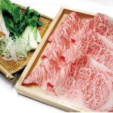 【2時間飲み放題付き】牛炊きしゃぶしゃぶorすき焼き 近江牛「特選ロース」コース9600円