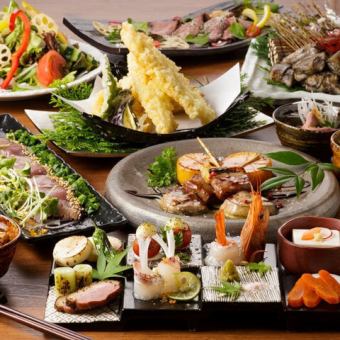 【3Ｈ飲放】はかた地どりの岩塩焼き×特選和牛×海鮮×逸品×肉寿司『極』全12品 7000円⇒6000円