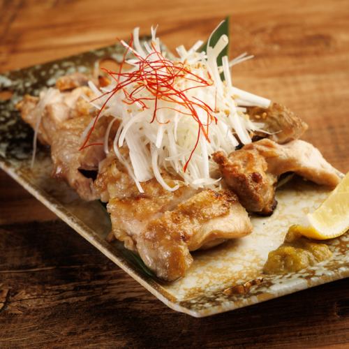 地鶏とネギの塩焼き ～柚子胡椒添え～