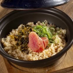 からし高菜と明太子の土鍋ご飯
