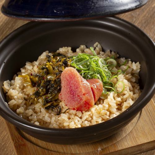 からし高菜と明太子の土鍋ご飯