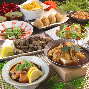 【再生『年末』統一コース】甘海老のカンジャンセウ/鶏もも炭火焼等全9品《2H飲放題付》5,000円