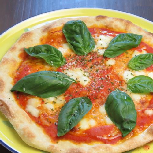 Margherita with fresh basil and mozzarella