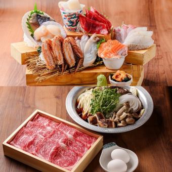 [Wagyu beef sukiyaki, grilled red king crab legs, etc.] Kiwami course, 11 dishes in total with 2 hours of all-you-can-drink, 10,000 yen!