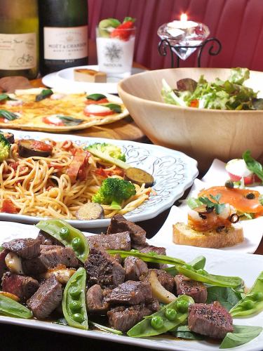[Italian course 5,000 yen] Main course is beef steak ★ 8 dishes + 2 hours of all-you-can-drink included!