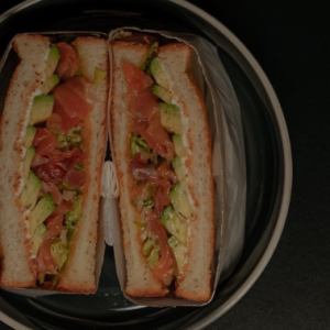 Smoked salmon and avocado sandwich