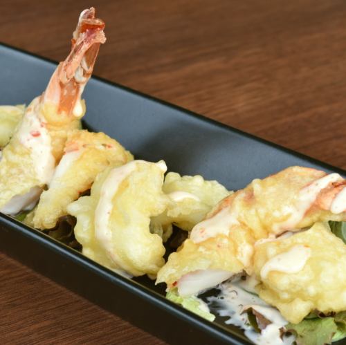 Crispy frites of herb shrimp and squid