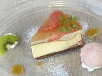 ピンクグレフルとアールグレイのチーズケーキ