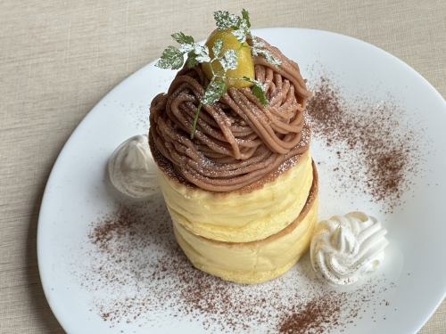 Chestnut Mont Blanc-style pancakes