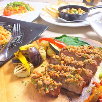 【新年会・歓送迎会】栗豚ナッツマスタード焼きなど<2H飲放付>7品5500→5000円★女子会コース