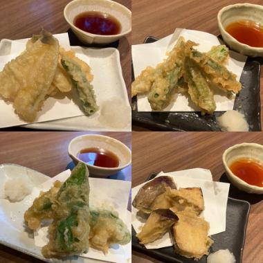 Tempura We offer carefully selected ingredients such as Kyoto vegetables, fish and chicken.