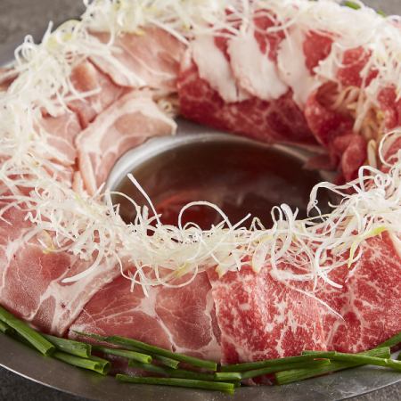 [Beef x Pork] Grilled meat shabu-shabu 1 serving