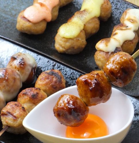 Tsukimi Tsukune 3 kinds assortment ★ All kinds are OK You can order all-you-can-eat and drink for 4980 yen.