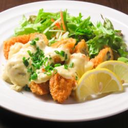 Homemade fried oysters with tartar sauce