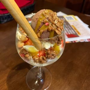 Mascarpone and two types of ice cream parfait