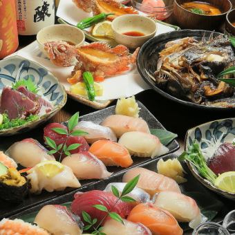 【悟空套餐】2.5小時（平日）無限暢飲10道菜5500日圓高級海膽醬油&5種生魚片、沙朗牛排