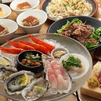 【生啤酒畅饮、火腿、生牡蛎、熊肉畅吃】6,000日元（含税）