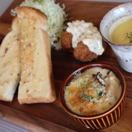 牡蠣グラタンと牡蠣フライセット