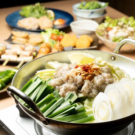 【2h飲み放題5000円鍋コース】水炊き又はもつ煮で選べる！全8品