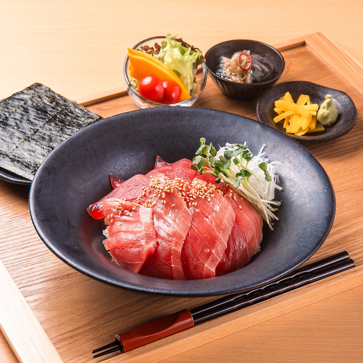 Please try this rare wild bluefin tuna, with its perfect amount of fat and texture.