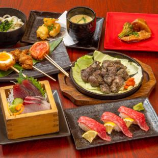 A safe welcome/farewell party with one dish per person! Seared bonito, meat sushi, pork belly, skewered fried food + 2 hours of all-you-can-drink for 4,500 yen (exclusive to Kokochiya)