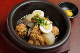 5 types of local chicken stock oden (radish, konjac, fried tofu, boiled egg, meatballs) x 1 each