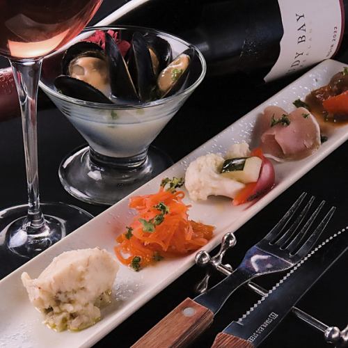 Enjoy a teppan/dish with alcohol