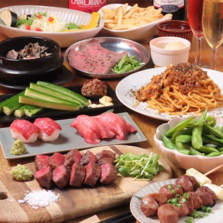 A5黒毛和牛使用★肉寿司とステーキが味わえるコース5500円~