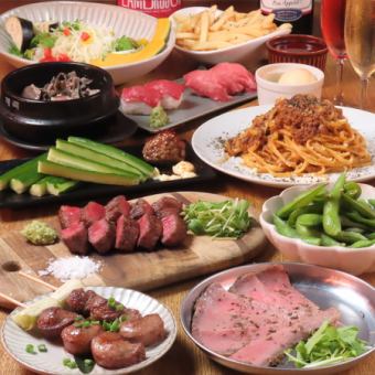 【大人気☆】A5黒毛和牛使用の肉寿司・ステーキを楽しめる5500円コース90分L.O飲み放題付き