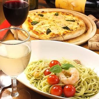 POPOLO's easy course: Fresh pasta and pizza to choose from! Dessert and drink included: 1,650 yen (1,815 yen including tax)
