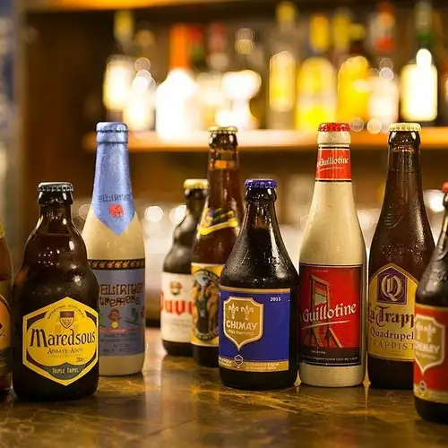 [A wide variety of bottled beers are available.]