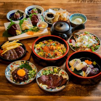 【2小时畅饮】仅限12月12日~1月3日 ★ “Umaru豪华套餐”,包含海胆、鲑鱼籽、马鲛鱼散寿司等10道菜,售价5500日元