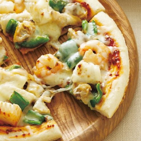 Seafood pizza