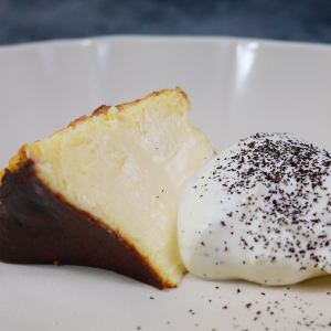 Basque cheesecake with Earl Grey crème chantilly