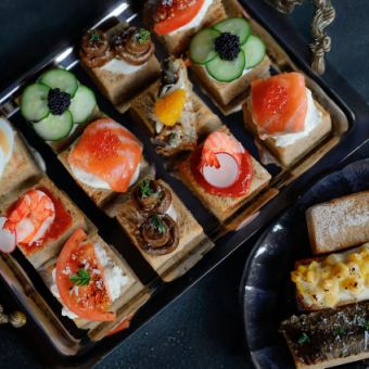 6種ブルスケッタ×パスタ×パン食べ放題ランチ（デザート＆紅茶/コーヒー飲み放題付き）￥2,300