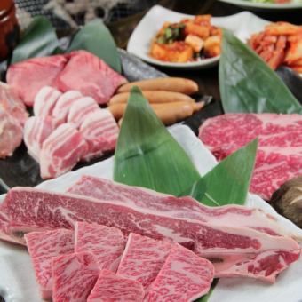[Luxurious yakiniku course] Specially selected short ribs, sukiyaki kazegami loin...17 dishes [2H standard all-you-can-drink] 6,500 → 6,000 yen
